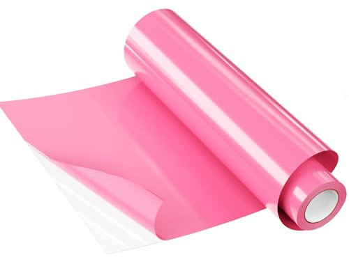 JAVIGA Plotterfolie Textil-Rosa Flexfolie Plotterfolie Vinyl, 30.5cm x 3m Bügelfolie Plotter für Cricut Maker, Silhouette Cameo, für DIY T-Shirts & Stoffe, Textilfolie Plotter Eine Rolle