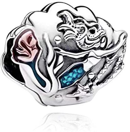 Annmors 925 Sterling Silber Bead Charms Europäische Armbänder und Halskette Perlen die Meerjungfrau Muschel 5A Zirkonia,Weihnachten,Valentinstag,Muttertag,Geschenkanhänger Frauen und Mädchen