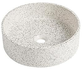 Vente-unique-Lavabo redondo de terrazo blanco - 39 cm - DUKAT