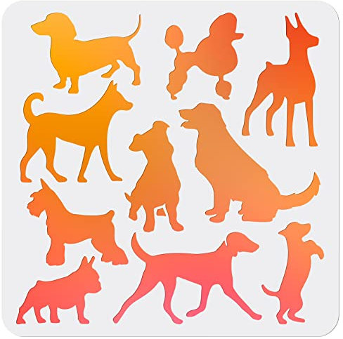 MAYJOYDIY Pochoir à dessin chien 30 × 30 cm réutilisable et flexible pour animaux de compagnie bord lisse pour décoration d'intérieur de ferme, peinture sur bois/tissu/mur/verre/papier