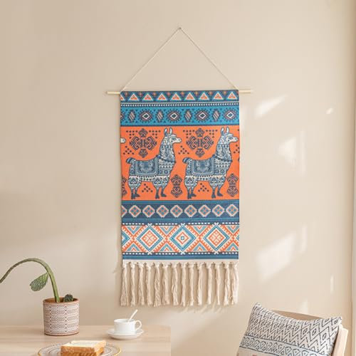 Ricemru Boho Wandteppich Makramee Klein Hippie Bunt Aesthetic Azteken Gewebt Wandbehang Schmal Lang Abstrakte Kunst Afrika Wandtuch Tapestry Tapisserie Wanddeko für Schlafzimmer