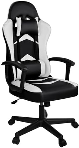 Silla Gaming Ergonómica Reclinable con Cojín Lumbar y Cervical | Respaldo Alto Acolchado | Altura ajustable | Ruedas Giratorias 360° y Reposabrazos | Ideal Ordenador, Oficina, Videojuego o Escritorio