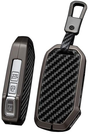 ontto Schlüsselhülle Autoschlüssel Hülle Passt für Kia Sportage R Ceed GT CD Soul Proceed Sorento NIRO Seltos Cerato 2019-2022 3/4 Tasten PVC Metall Schutzhülle Schlüsselanhänger Zubehör-A Schwarz