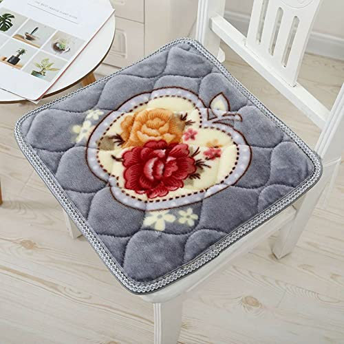 NOZEM Bequemes Sitzkissen rechteckiges Plüsch-rutschfestes Stuhlkissen mit Blumenmuster-Sitzkissen 1PC Kissen Stuhlpolster Sitzauflage (A, One Size)