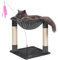 Oak & Tea Cat Scratching Post with Hammock Bed, Removable Cat Wand with Replacement Feather for Kitten small and Medium Cats, Dark Grey, 48cm