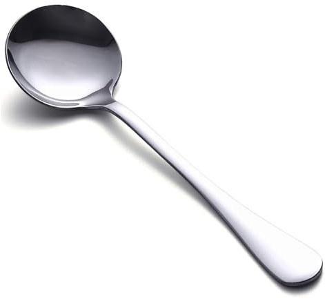 HornTide 6-Piece Soup Spoon Set Bouillon Spoon Flatware Stainless Steel Mirror Polishing 18.8cm 7.4-Inch