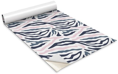 Wallfluent Klebefolie Für Möbel Tisch Schrank Tür Küchenfronten 100x50cm Küchenfolie Selbstklebende Dekofolie Tapete Möbelfolie Deko für Möbel Hochwertige - Buntes Zebra