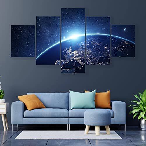 Leinwandbild 5 Teilig Kunstdruck Modern Wandbilder Erde Im Universum 5 Teilig Leinwandbilder Bild Auf Leinwand Wandbild Wanddekoration Wohnzimmer 5 Stücke 125 X 60 Cm -1V7O-G8E7-