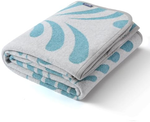 ACUSHLA Merino 58% Wolldecke Decke Kuscheldecke Große Super Soft Sofadecke Wohndecke Tagesdecke Bettüberwurf Warme Gehäkelte Winter Blanket (160x200 cm |Regenwaldblau)