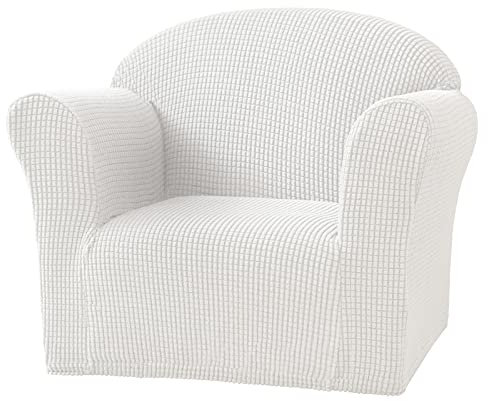 ESOUY Stretch-Kindersofabezug, Kindersofa-Schonbezüge, 1 Sitz, weicher Sessel-Couchbezug, Sofamantel für Kinder, Kleinkinder, Babys (weiß)