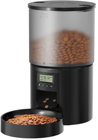 Futterautomat Katze: 4L Katzenfutter Automat mit Fütterungsprogramms Timer -10s-Ruf zum Essen - Futternapf mit Automatic Futterautomat - Trockenfutter Futterspender Automatisch für Katze und Hund