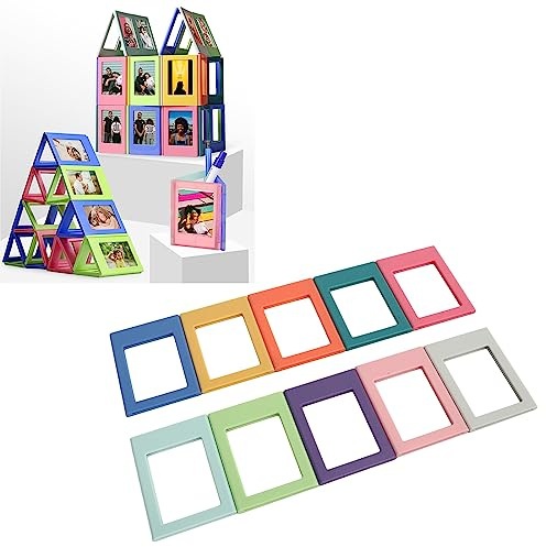 10 Stück 7,6 cm Große Magnetische Bilderrahmen für Kühlschrank, Schließfach, Büro, Küchenschrank, Magnetischer Taschen-Fotorahmen, Sturzsicher, kein Kleber, 6,2 X 4,5 cm Innengröße