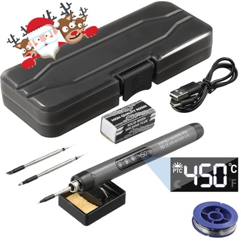 NathrBTV Set di saldatori batteria con display LCD Saldatore ricaricabile USB Temperatura regolabile Con tre punte di saldatura Ampiamente utilizzato per la saldatura di circuiti stampati