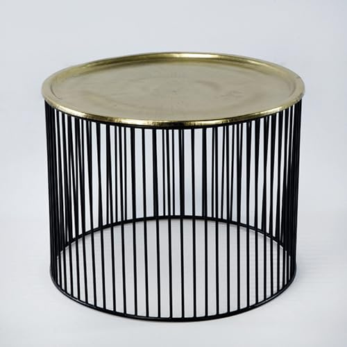 MESA AUXILIAR 56X56X42 HIERRO NEGRO/DORADO