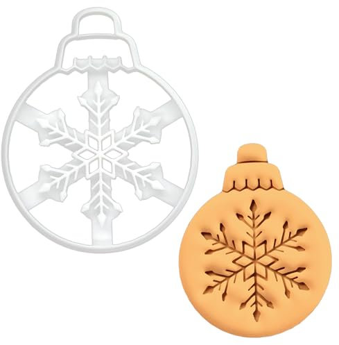 BAKERLOGY Schneeflocke Christbaumschmuck Ausstechform - Weihnachtsbaumschmuck Ausstecher, Christbaumkugel Plätzchenausstecher, Weihnachtskugeln Keksausstecher, Ideal für Fondant, Keksteig, Ton