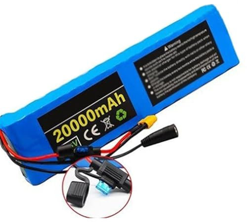 QmEna Batteria al Litio per Bici elettrica 36V 20Ah, Batteria agli ioni di Litio per Bici elettrica 10S3P con Caricabatterie, per Scooter Elettrico con Motore da 500 W XT60+DC
