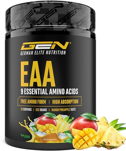 EAA Pulver 532 g - Alle 9 essentielle Aminosäuren inkl. Histidin & BCAA - Human Code Formel - Amino Workout Drink - Lecker & Top Löslichkeit - Vegan (Mango Pineapple)