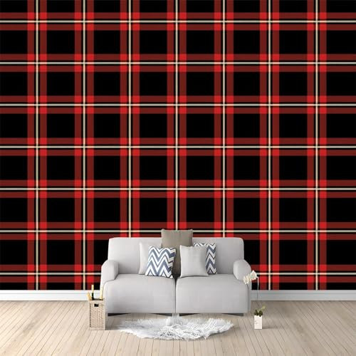 Fototapete Schottland Kariert Vlies Tapete 200 x 140 cm 3D Effekt Wandbild Wandtapete Moderne Wohnzimmer Mural Schlafzimmer Kinderzimmer Wand Küchentapete Wandtapete Rot