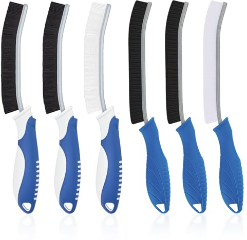TQRR Brosse à Joints, Brosse de Nettoyage à Poils durs, Brosse de Nettoyage de Salle de Bain, Brosse Joint Carrelage, Outil de Nettoyage pour la Cuisine, Les Toilettes, Fenêtre (6, Bleu Lichen)
