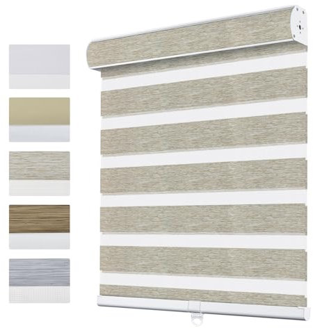 Tag und Nacht Schnurlose Rollos für Fenster durchscheinend und verdunkeln Blickvorhänge ideal für Home Office 85% Verdunklungsherbst 165cm B x 122cm H