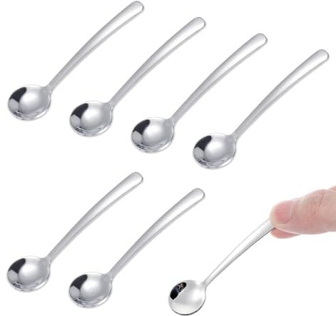 8 Pcs Tiny Spoon, 8.3 cm Mini Spoon, Easy to Hold & Clean Small Spoons for Spices Jars, Condiment, Sugar, Salt, and Honey, (Silver)