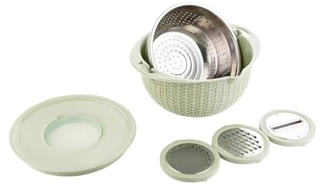 Colador anticorrosión y resistente a los impactos en 1 con piezas desmontables, cesta de drenaje de acero inoxidable, colador de grado alimenticio, color verde