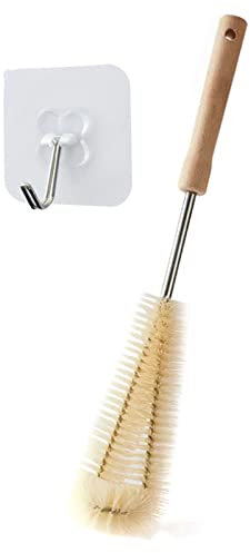 Delaman Scovolino per bottiglie, manico lungo in legno, design senza zone morte per bottiglie d'acqua, tazze, vasi, 1 pezzo, opzioni di dimensioni assortite 1-7