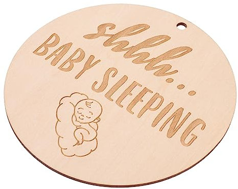 UPKOCH Schlafendes Hängeschild Holz Dekorative Plakette für Babyzimmer Babypartys Runde Holztafel Rustikale Türdekoration für Ruhige