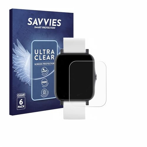 Savvies 6 Pack Screen Protector compatible with QNix Smartwatch Protection Film Clear