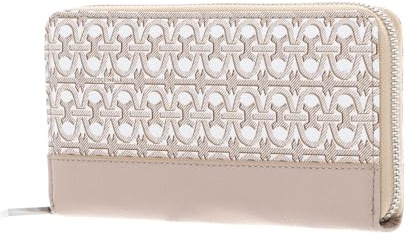 Coccinelle Leder Geldbörse Coated Monogram Zip Around Wallet Multi Blanc/Rosette beige