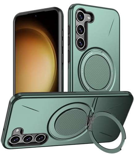 Vanki für Samsung Galaxy S23 Plus Hülle Kompatibel mit Magnetisc für Samsung S23 Plus handyhülle mit 360 Grad Ring Ständer S23 Plus Schutzhülle aus Flexiblem TPU und robustem PC Doppelschutz (Grün)
