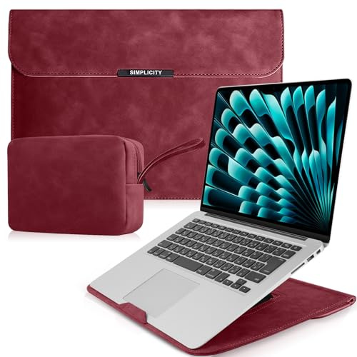 HeeYeal 13-14 Zoll Laptop Sleeve Laptophülle für MacBook Pro/Air (Rot) | für MacBook Pro 13 14 M5/M4/M3/M2/M1 Pro/Max, MacBook Air 13 13,6 M5/M4/M3/M2/M1, mit Standfunktion PU Leder Laptoptasche