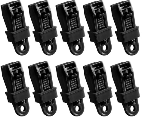 Sturdy Clamp Clips – Heavy Duty Adjustable Hooks, 10 Stück -Cover Holders mit Lock, Sunscreen Net Tie Downs mit Halterung, Outdoor Utility Zubehör, Travel Supplies für Terrasse, Garten, Fahrzeug