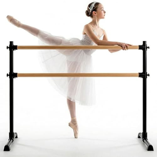 VexNook Double barre de ballet autoportante – Barre de ballet réglable en hauteur, barre de danse portable avec pieds antidérapants pour filles, enfants, adultes, fitness, yoga, entraînement à