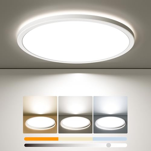 Matane 24W LED Deckenleuchte Flach, Deckenlampe Dimmbar ohne Fernbedienung | Ultraflaches Design, 2400LM hell, Wählbare Farbtemperatur 3000K/4000K/5000K. Ideal für Flur, Küche, Bad, Schlafzimmer