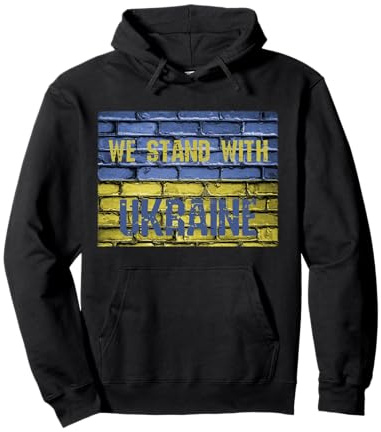 We Stand with Ukraine in Nationalfarben auf Mauer Flagge Pullover Hoodie