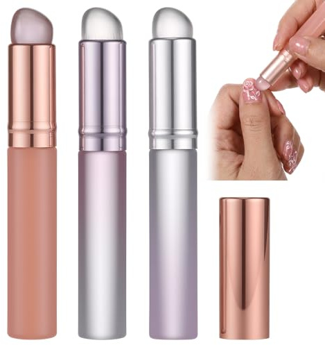 3 Pcs Silicone Chrome Nail Powder Applicator, Ombre Nail Brush, Silicone Pen Soft Head Stamper Manicure Tool for Ombre, Chrome, French Nails, Beginners