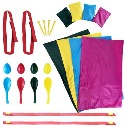 Traditional Garden Games Sports Day Set – Complete Outdoor Activity Kit with Sack Race, Egg & Spoon, Three-Legged Race & More – Fun for Kids, Families & Parties
