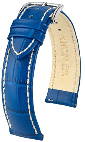 HIRSCH Modena 18mm Long Royal Blue Leather Watch Strap 10302885-2-18