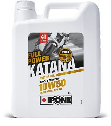 IPONE – Huile Moteur Moto 4 Temps 10W50 Full Power Katana – 100% Synthétique avec Esters – Passage de Vitesse Plus Fluide – Bidon 4L