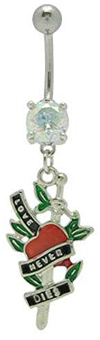 Body Jewelry – baumeln Sword in Herz Nabel Schmuck Opal