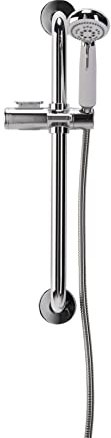Croydex AP600241 Assistive Showering Kit includes 60 cm Stainless Steel Grab Bar/ Assistive Shower Handset/ Easy Move Slider/ 200 cm Stainless Steel Hose