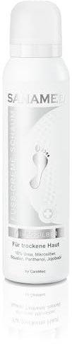 Sanamed Fuß-Creme-Schaum Mikrosilber, Fußschaum Schaum- Fußcreme bei sehr trockener Haut, 300 ml
