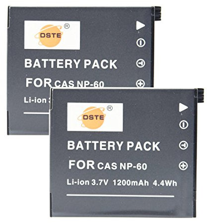 DSTE 2-Pack Rechange Batterie pour Casio NP-60 Exilim Zoom EX-Z19 EX-Z19BK EX-Z19GN EX-Z19LP EX-Z19PK EX-Z19SR EX-Z20 EX-Z85VP EX-Z85 EX-Z85BE EX-Z85BK EX-Z85BN EX-Z85EO EX-Z85GN EX-Z85PK EX-Z85SR Exilim EX-S10