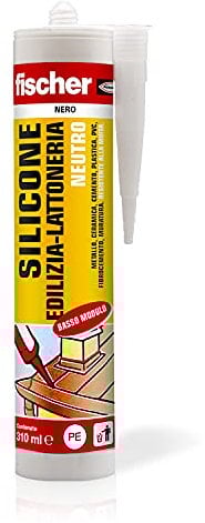 Fischer SBM 310 Nero, Silicone Sigillante Basso Modulo Neutro per Edilizia, Elastico, Inodore, Senza Solventi, Interni/Esterni, Lattoneria, Facciate, Vetrate