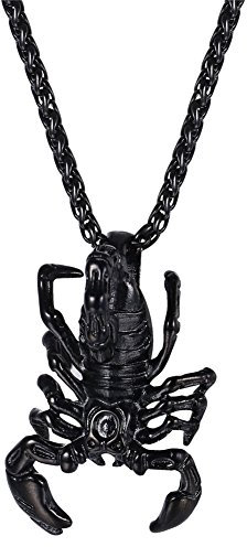 U7 Schwarz Kette mit Gotische Skorpion Anhänger für Damen Halskette Edelstahl Sternzeichen Kettenanhänger Biker Halskette mit 3D Skorpionsentwurf Anhänger Punk Tieranhänger Modeschmuck für Jahrestag