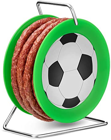 WURSTBARON® Salsiccia in avvolgicavo, design calcio, 3,5 m di salsiccia di Cracovia, regalo per amanti di sport, snack ideale per tornei e campionati, 240 g