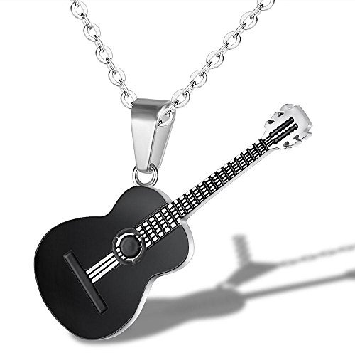 YAZILIND Mode schmuck Frauen männer Titan Stahl Halskette Kreative Klassische Musik Gitarre anhänger Charme Kette für Party (schwarz)