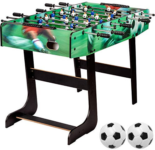 GAMES PLANET Tischfussball „Belfast“, klappbar, Farbe: Soccer, nahtlos hochgezogene Spielfeldecken, inkl. 2 Bälle, Kicker Kickertisch Tischkicker