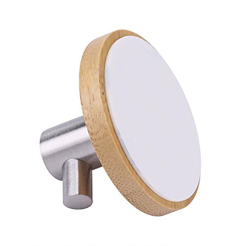 Ganchos adhesivos de bambú natural de acero inoxidable para colgar en la pared, bolsa de gancho para colgar toallas de cocina, baño., Single Hook